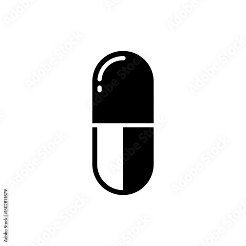 Close-up image of half colored medical capsule pill