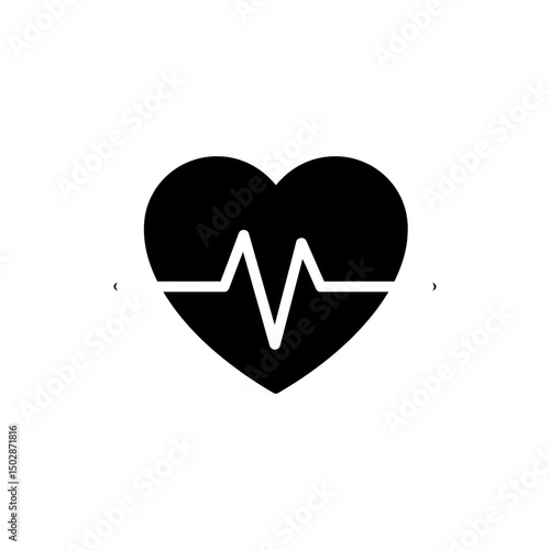 Heartbeat Icon with Pulse Line Representing Heart Rate and Cardiovascular Health