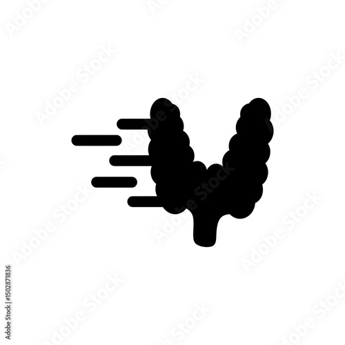 Icon showing hyperthyroidism with fast arrows indicating increased activity