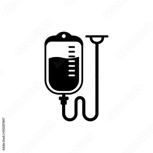 IV Bag with Drip Tube Medical Infusion Therapy Icon
