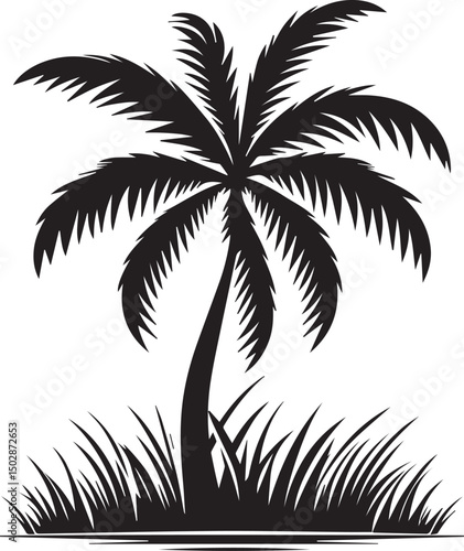 palm tree vector, palm tree silhouette vector, palm tree logo vector  isolated on white background