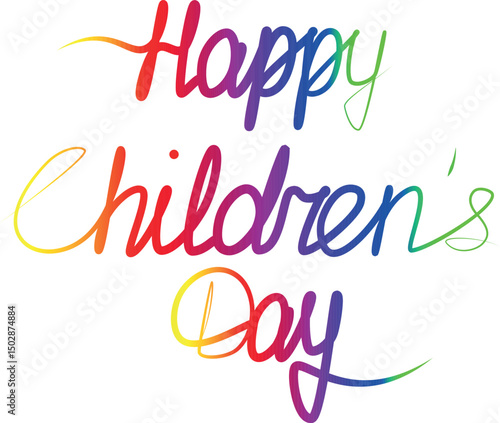 Happy children day, continuous one line drawing. vector