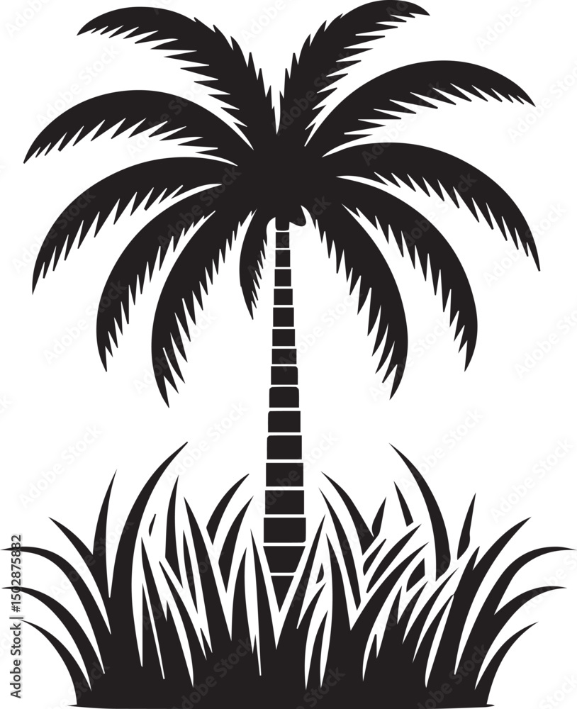 Obraz premium palm tree vector, palm tree silhouette vector, palm tree logo vector isolated on white background