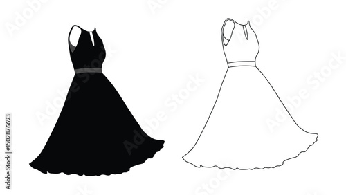 wedding dress silhouette art
