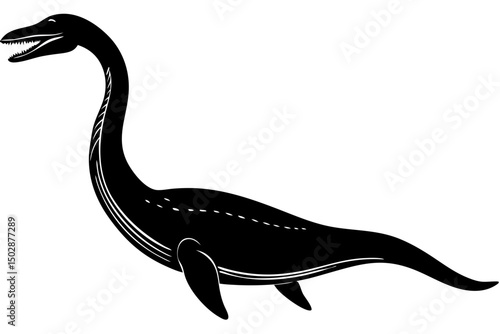 Plesiosaur Prehistoric Marine Reptile Illustration, plesiosaur, prehistoric, marine, reptile, mesozoic, wonder, powerful, visual, magazine, mysterious, evolution, majestic, stock, monochrome, study