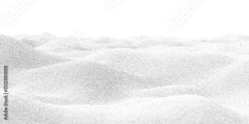 Pointillism-inspired stipple grain spread across uneven landscape with gritty grime effect. Vector illustration featuring rough dissolve shapes and dynamic wavy sand background.