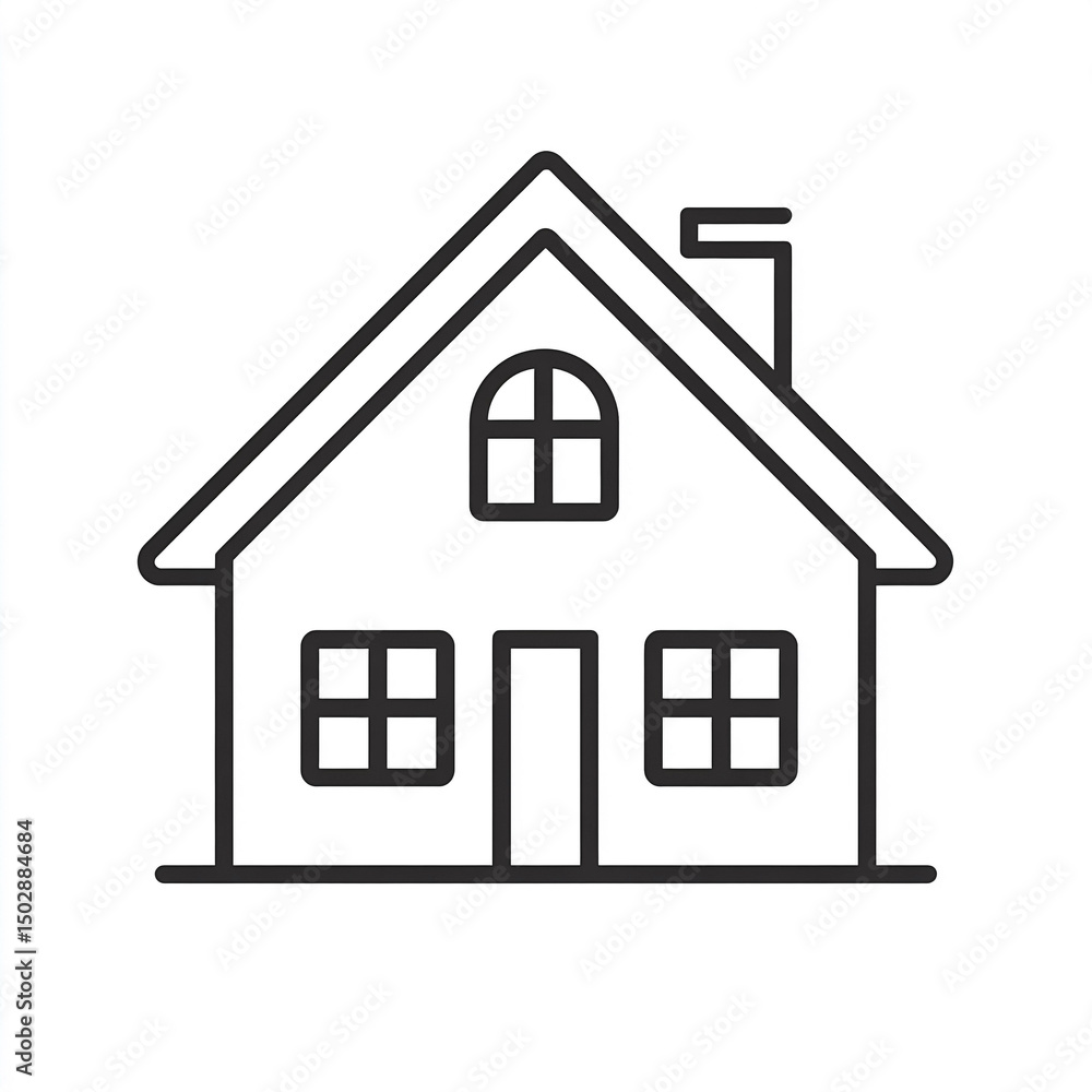 Minimalist house outline, emphasizing simplicity in architectural design representation Minimalist house outline, emphasizing simplicity in architectural design representation
