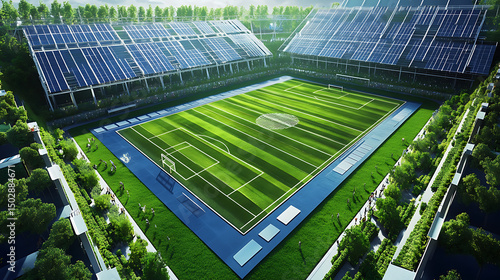 Sustainable sports arena aerial view