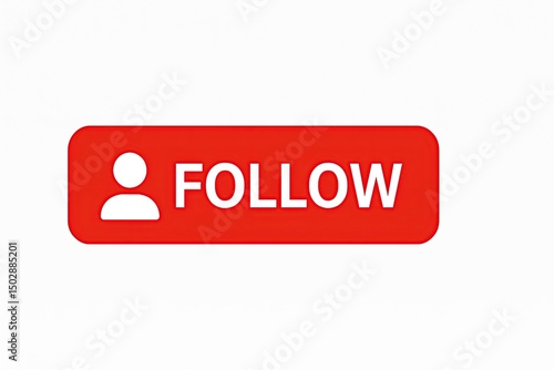 Red follow button with png background 