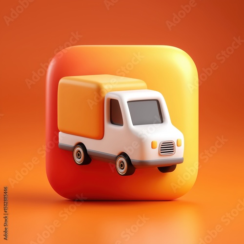 3D Rendering 3D illustration of a delivery truck on a vibrant gradient background. Sosial media style icon