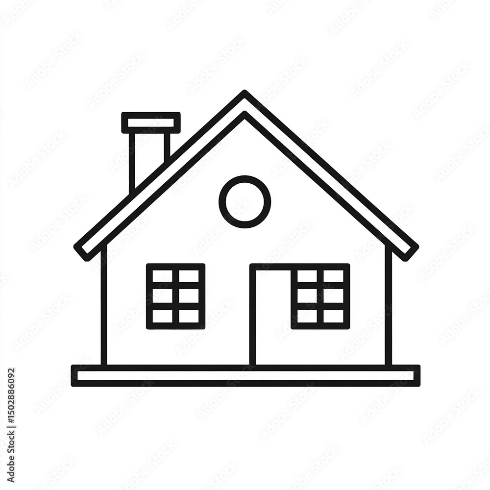 Stylized Minimalist Home Illustration with Simple Outline Design and Clean Aesthetics Stylized Minimalist Home Illustration with Simple Outline Design and Clean Aesthetics