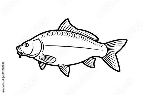Common Carp Outline Art & Illustration