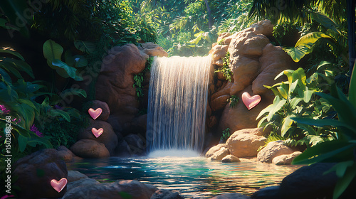 Tropical waterfall scene