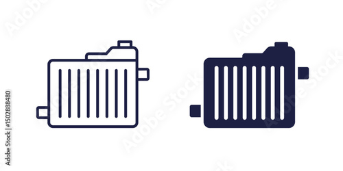 car radiator icon, line and solid design