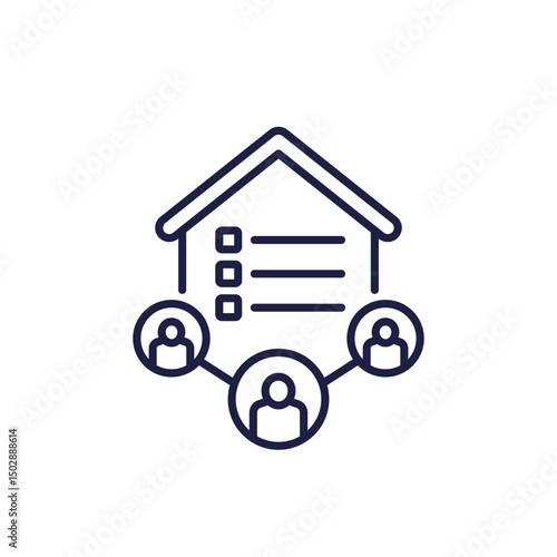 House line icon with tenants and checklist