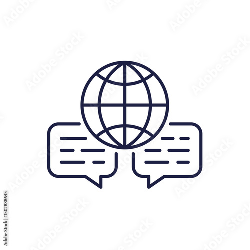 multi language translator icon, line design on white