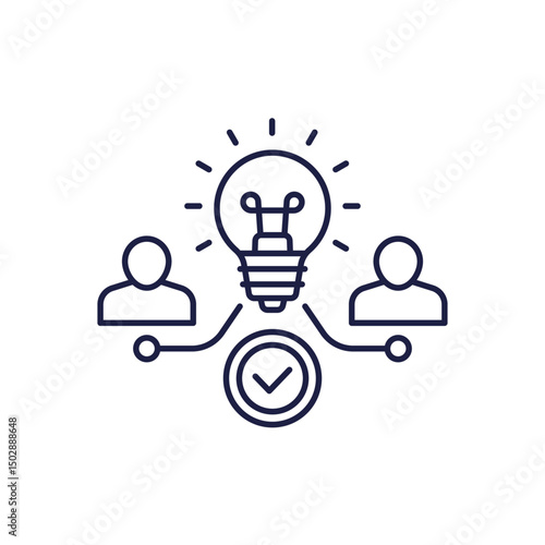 Idea and people line icon