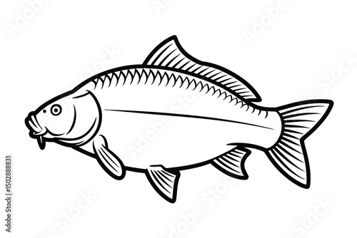 Common Carp Outline Art & Illustration