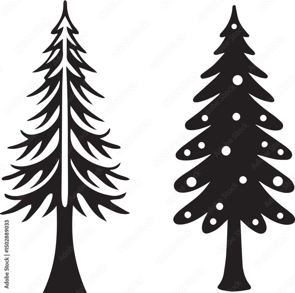 Obraz premium christmas tree set, christmas tree silhouette vector, christmas tree logo vector illustration isolated on white background