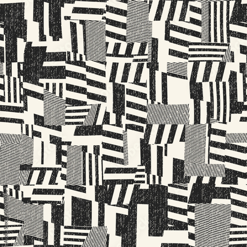 Monochrome Grain Mottled Broken Graphic Pattern