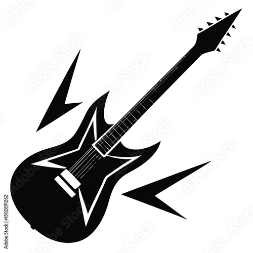 Electric guitar silhouette with sharp angular lines  
