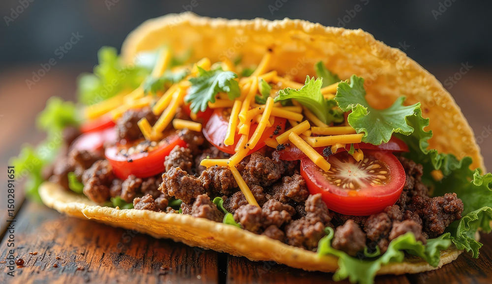 Delicious Beef Taco with Fresh Toppings Delicious Beef Taco with Fresh Toppings