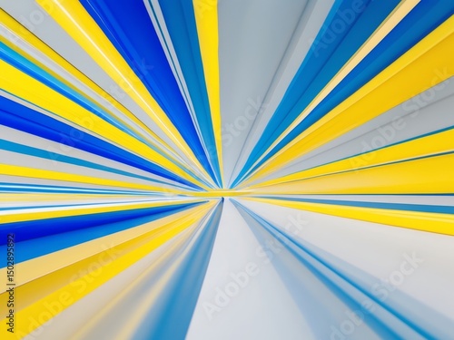 Wallpaper Mural Abstract Geometric Composition with Blue, Yellow, and White Lines Radiating Outward. Torontodigital.ca