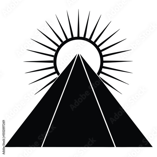 Silhouette of a pyramid with the sun dipping behind (2)  