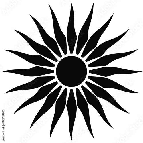 Sun silhouette logo with rays emanating  