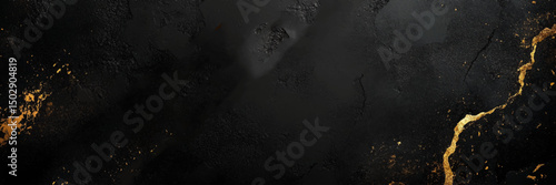 Black and gold marble texture design. Dark grunge wall. Black gold marble luxury texture golden line pattern abstract background. Panoramic Marbling texture design 