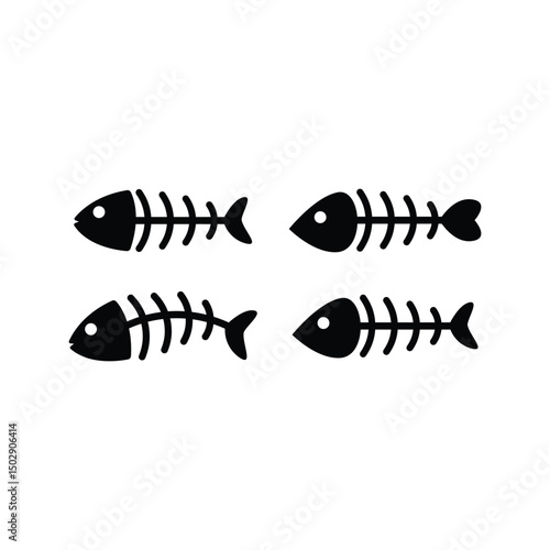 Fishbone Icon Vector Set Design Consept Silhouette Style