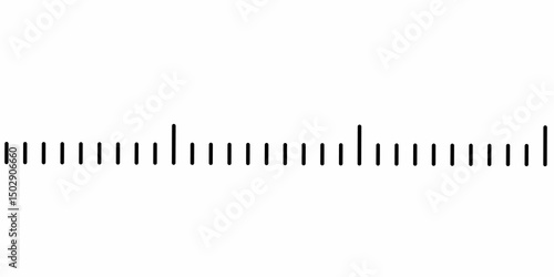 Minimal black line pattern on a white background resembles measurement marks or scales. Perfect for abstract tech visuals, data concepts, interface designs, or minimalist graphic compositions.