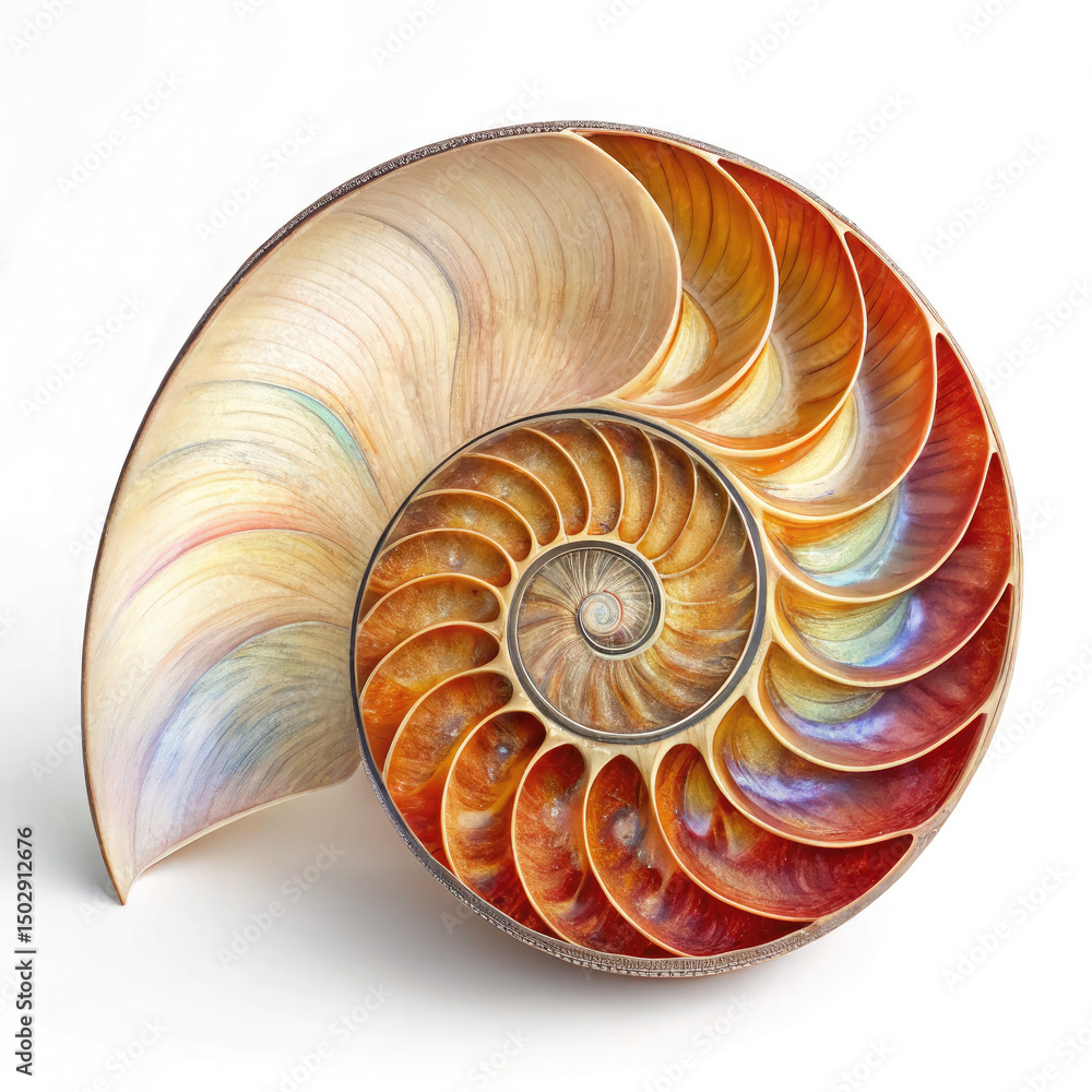 Obraz premium nautilus shell isolated on black