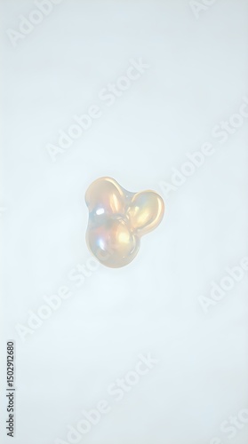The image displays a three-dimensional object resembling a translucent, abstract shape against a light blue background.