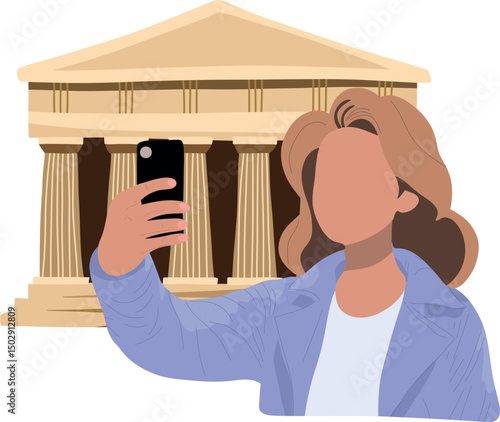 Selfie with Acropolis Athens.Capture timeless moments with selfies at iconic historical places across the globe.
