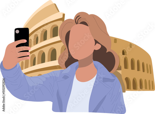 Selfie with Colosseum Rome.Capture timeless moments with selfies at iconic historical places across the globe.