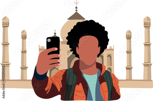 Selfie with Taj Mahal India.Capture timeless moments with selfies at iconic historical places across the globe.