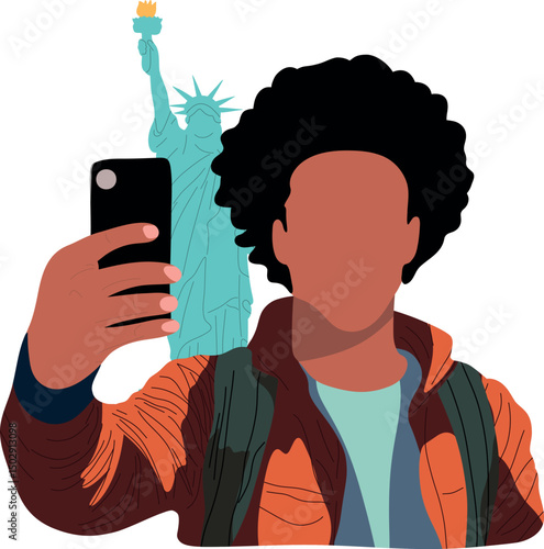 Selfie with Statue of Liberty NYC.Capture timeless moments with selfies at iconic historical places across the globe.