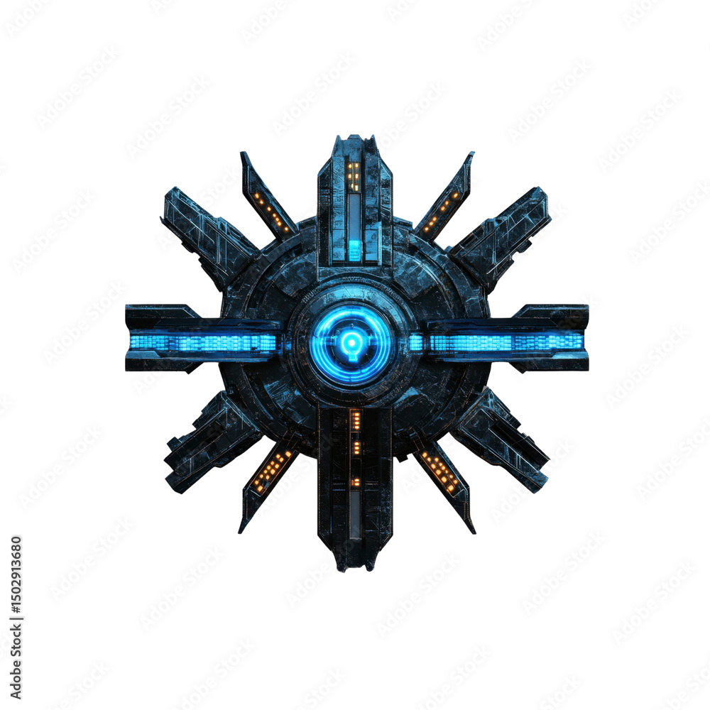 Obraz premium Futuristic Drone, Sci-Fi Technology Device, Abstract Circular Spacecraft