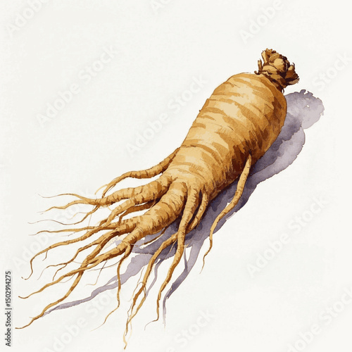 Earthen Veins in Flow a ginseng root isolated watercolor vector illustration svg