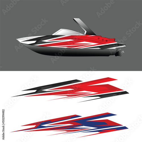 decal livery design for wrapping the body of a speedboat. decal livery yacht