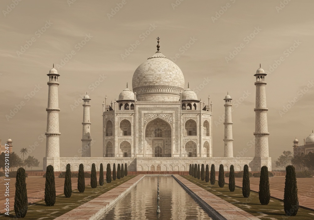 Obraz premium Taj mahal with reflection in water channel
