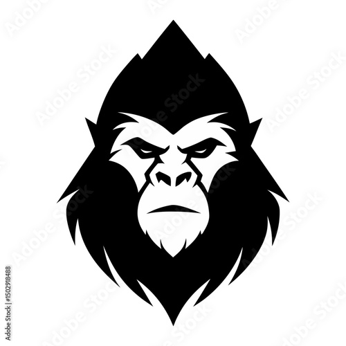 Mountain gorilla head mascot logo vector art illustration
