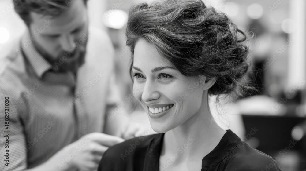 Fototapeta premium Smiling woman at the hair salon