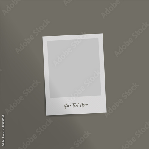 Editable vector polaroid frame with clean white border and space for custom text or captions. Simple and versatile, perfect for photo collages, scrapbooks, and digital designs.