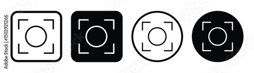 Camera and Focus Icon Set – Minimal Vector Symbols of Capture, Target, and Screenshot, vector illustration.