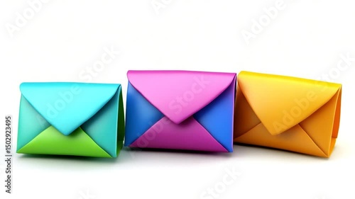 colorful envelopes on white background