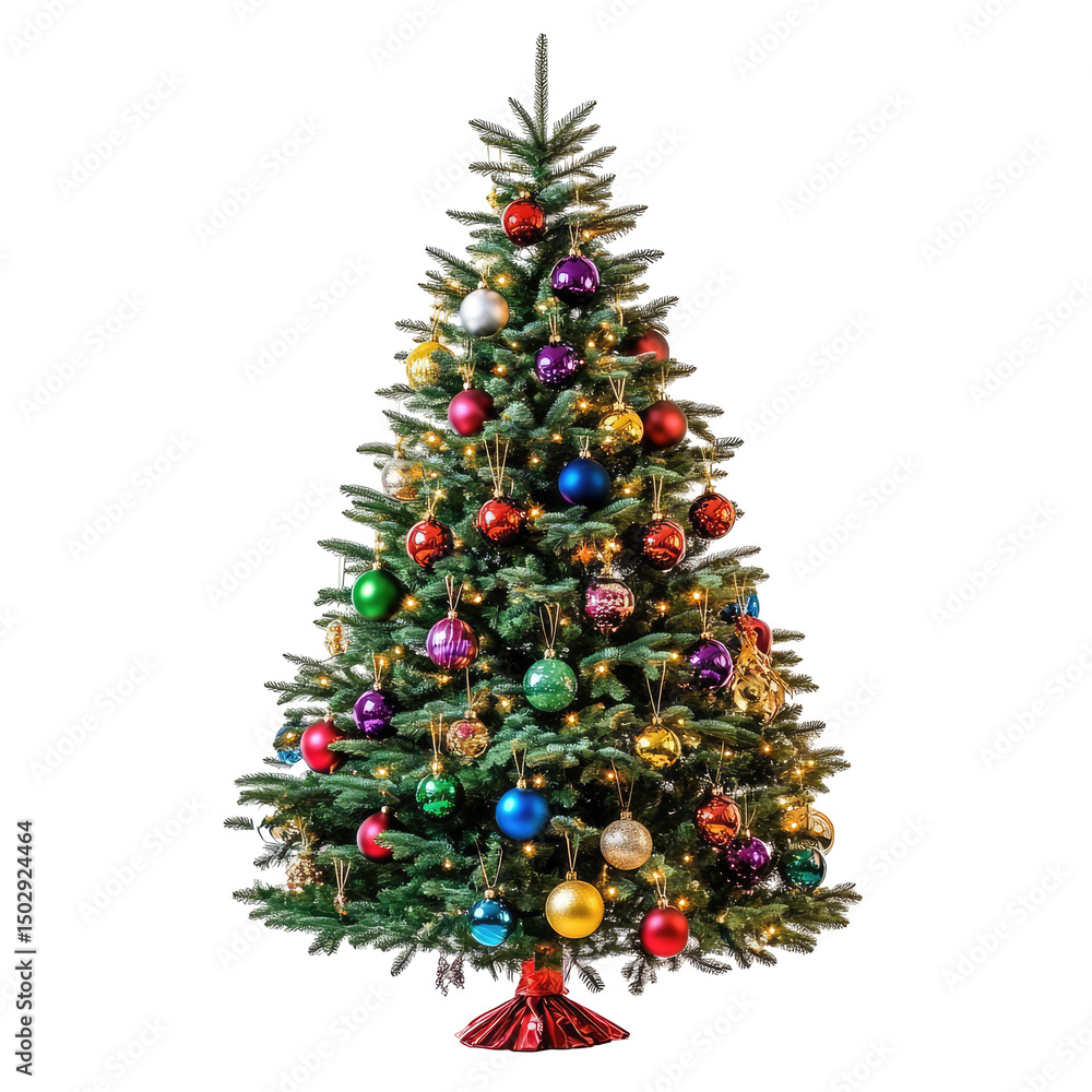 Christmas tree decorated with ornaments isolated on transparent background
Christmas tree decorated with ornaments isolated on transparent background