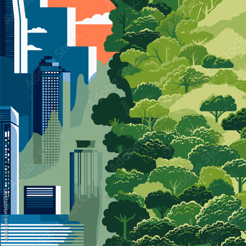 Urban Oasis: City Meets Nature in Striking Graphic Design
