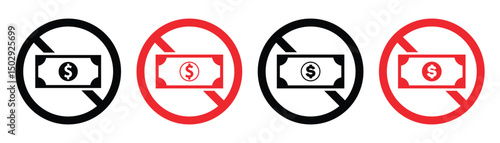 No Money Icons – Financial Crisis, Empty Wallet, and Budget Loss Vector Symbols in Line and Color Style, vector illustration.